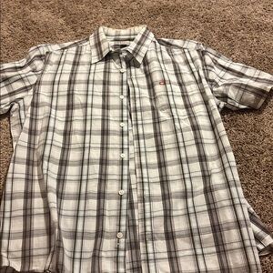 Carbon Gray and White Plaid Shirt